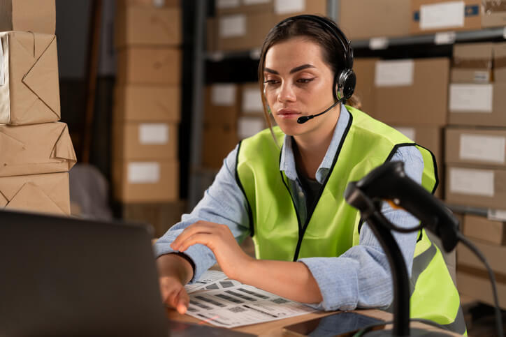 A dispatch training grad working in a warehouse