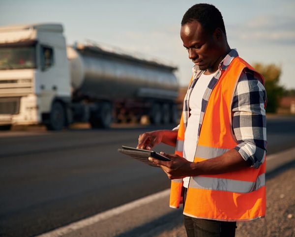 A dispatcher looking at his tablet after dispatch training