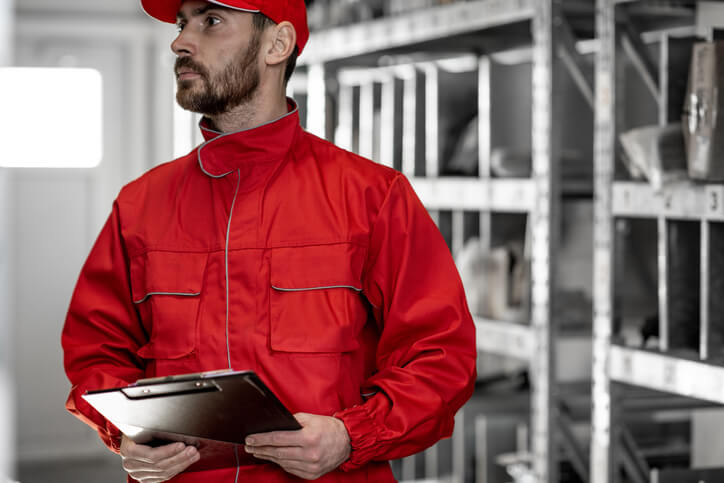 A male auto parts manager at a parts store after completing his auto parts training